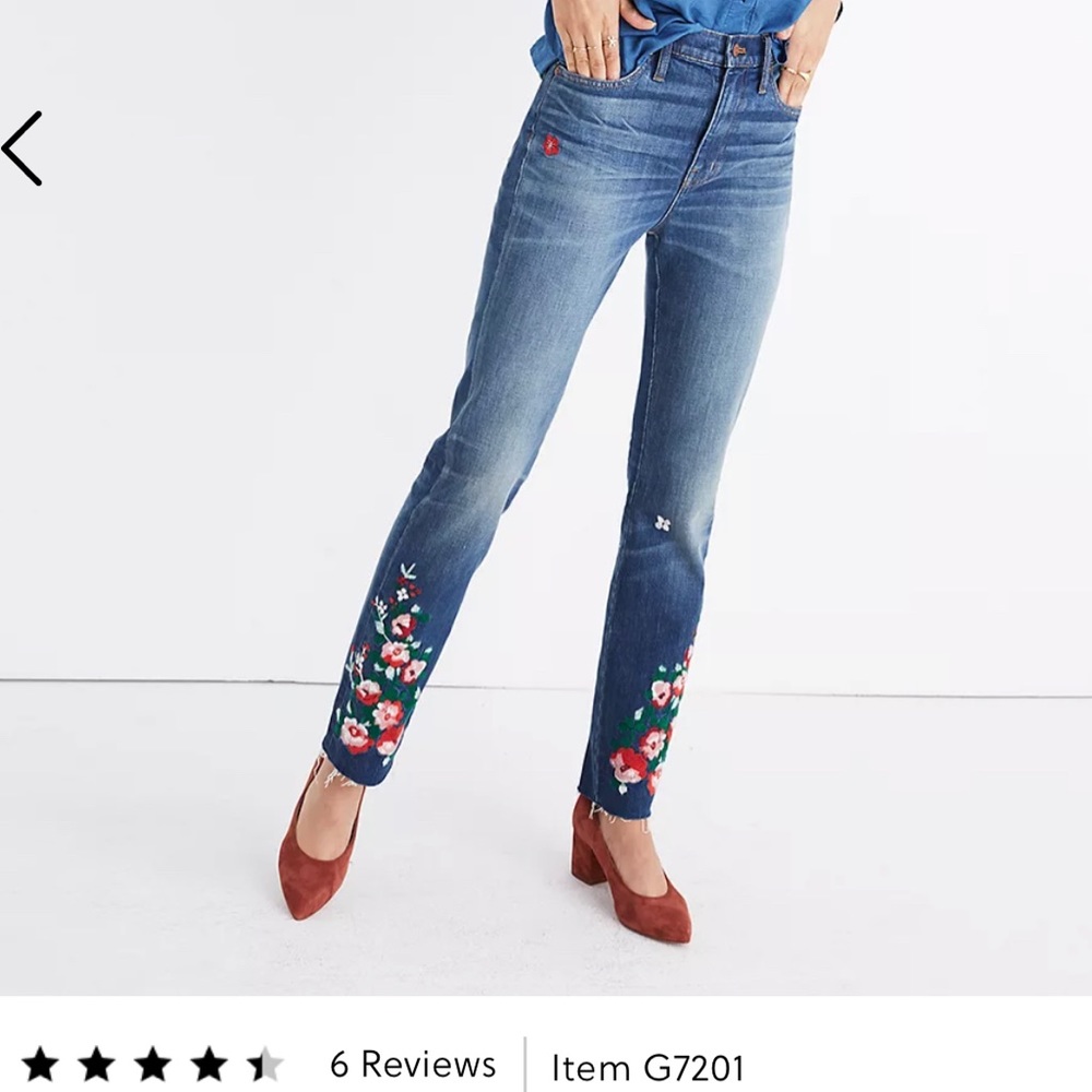 Madewell High-Rise Slim Boyjean Embroidered Floral 28